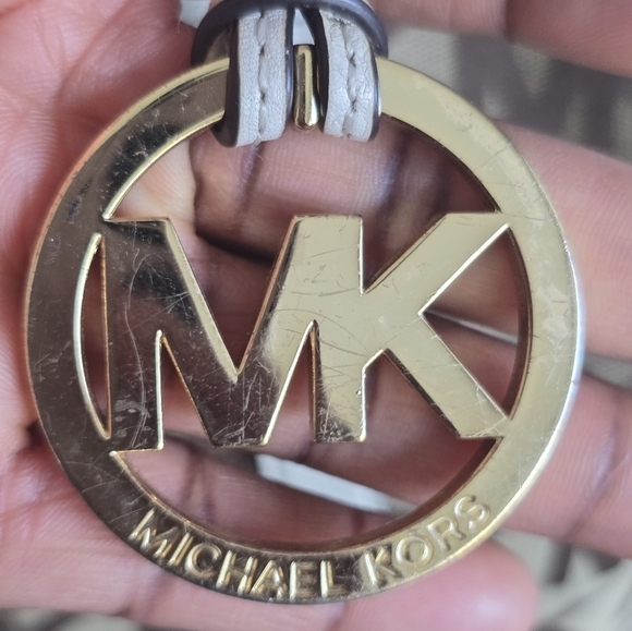 Michael Kors Handbag Bedford Women Medium Logo Jacquard Satchel Beige Vanilla - Picture 10 of 15